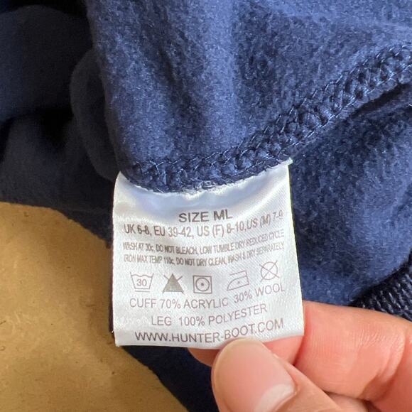 Hunter Girls Navy Blue Multicolor Striped Cuff Welly Boot Socks Size M/L - Picture 2 of 5